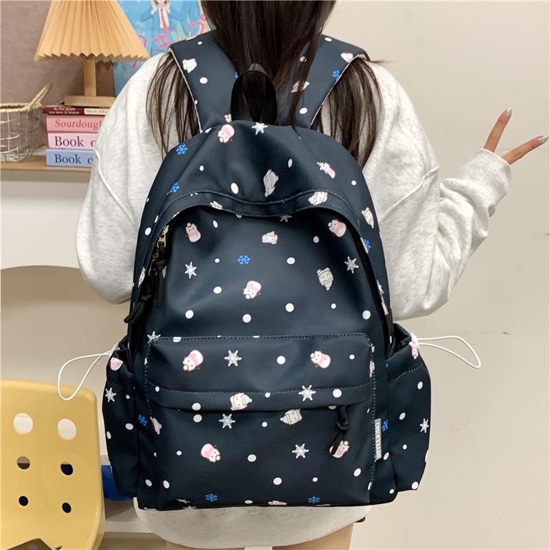 Nyl Rucksack Neu Einfach und Frisch Rucksack mit großem Fassungsvermögen für Mittelschüler Kleiner Cartoon-Tier Rucksack