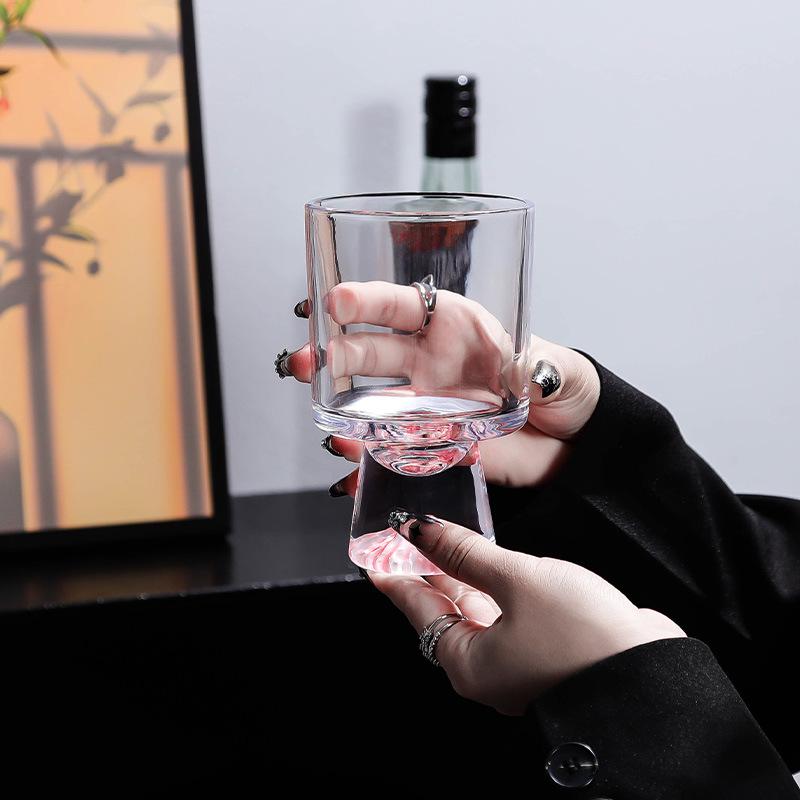 Pink Limited Mountain Glass Cup High End Small Batch Cocktail Wine Dessert Coffee Drinkware