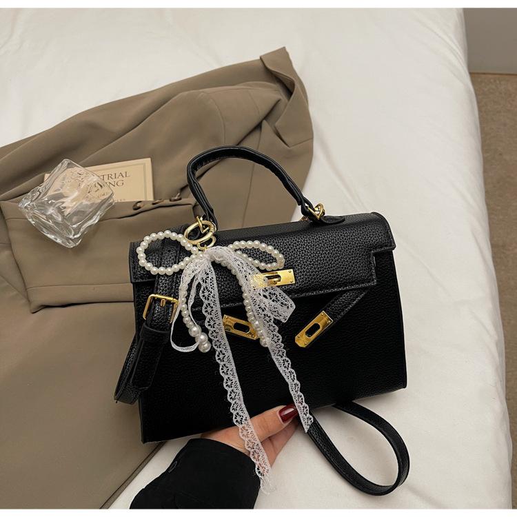 Litchi Patterned Diamond Grid Chain Shoulder Handbag, Spring New Style, High-end, Fashionable and Versatile Crossbody Kelly Bag