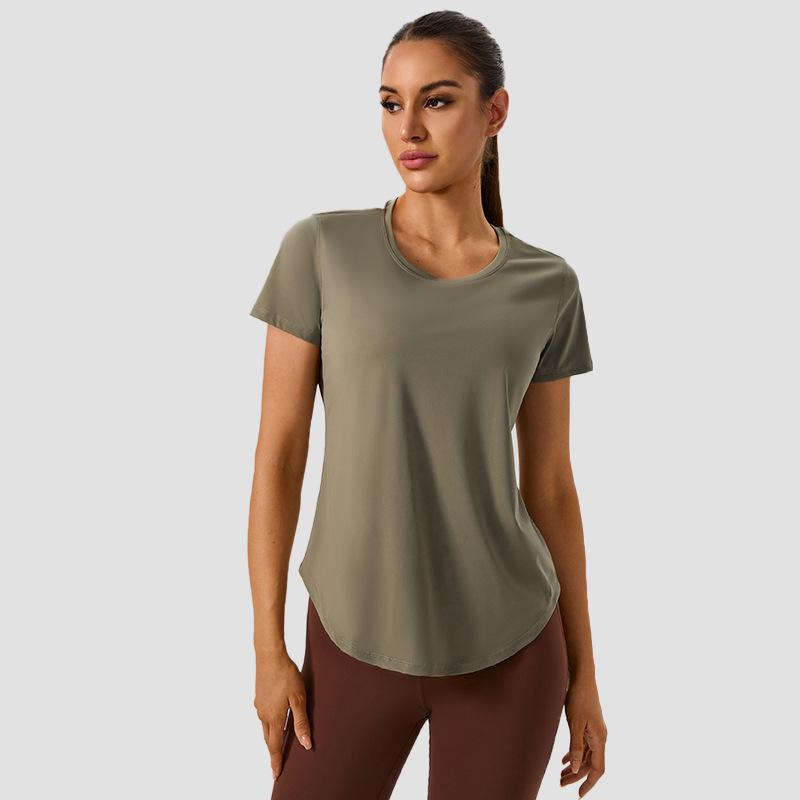 Dámské lehké krátkorukávé jógové triko - Prodyšné, rychleschnoucí, univerzální, přiléhavé sportovní oblečení pro trénink a fitness