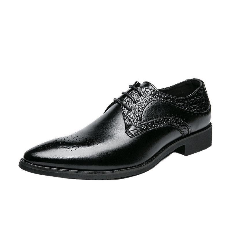 Men's British Style Pointed Toe Leather Brogue Loafers - Formal & Casual Wear