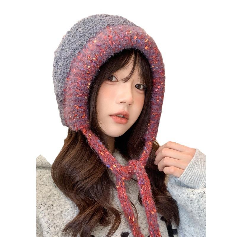 Korean Version of Autumn and Winter New Hat for Women Sweet Temperament Knitted Wool Hat Winter Warm Ear Protection Hat Student Bag Hat