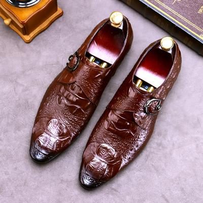 Crocodile Leather Shoes Cowhide Leather Buckle Foot New Men's British Business Large Size Shoes