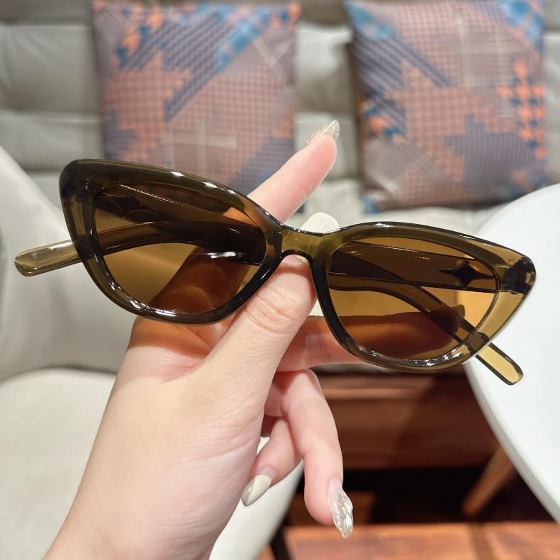 European Ins Style Cat Eye Small Frame Sunglasses Unisex UV Protection High Appearance Fashion Streetwear Celebrity Trendy Sun Glasses Shades