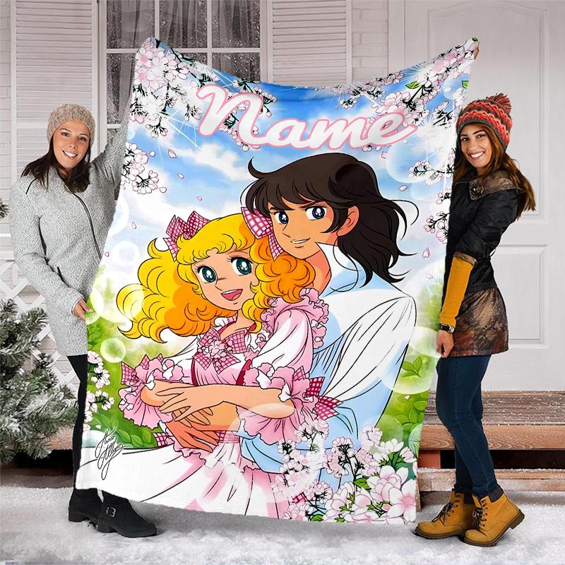 Personalized Custom Name Blanket - Candy Candy Print Design,Blanket for Sofa,Bed,Travel,Camping - Soft and Warm, Great Gift