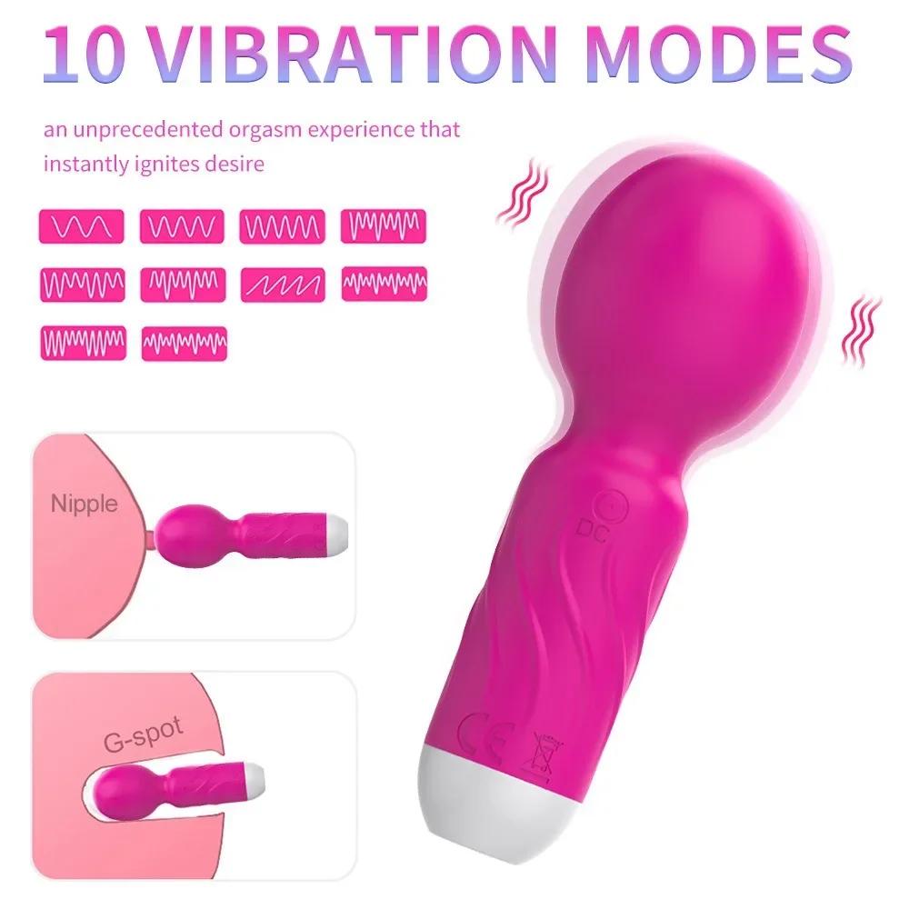 Mini AV Vibrator Magic Wand for Women Clitoris Stimulator USB Rechargeable Portable Silicone Massager Female Sex Toys