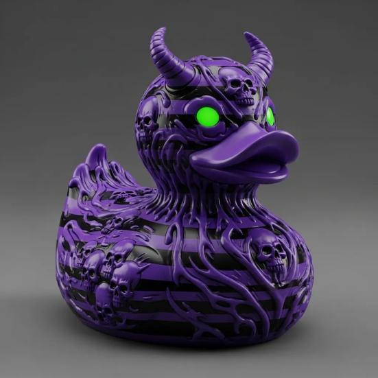 Devil Skull Duck Figurine Gothic Punk Halloween Duck Ornament Resin Demon Duck