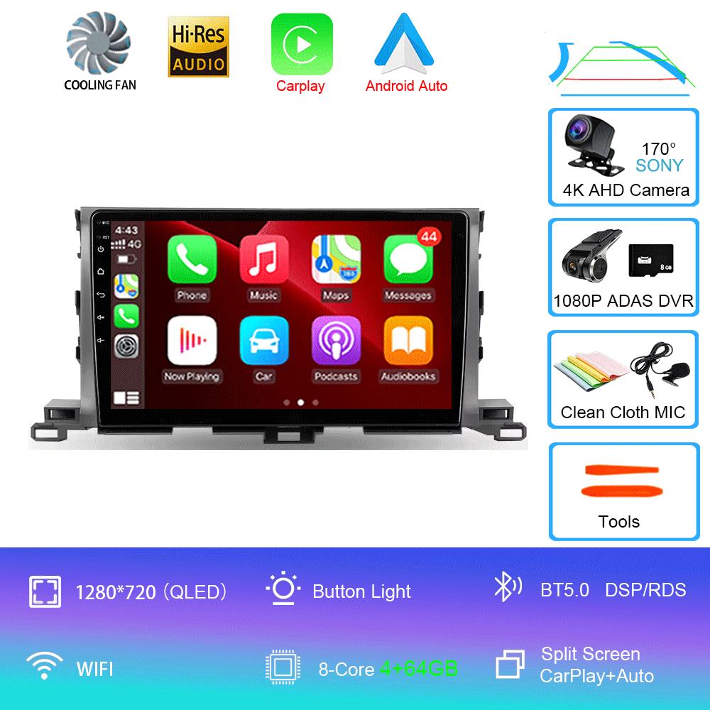 Für Toyota Highlander Kluger 3 XU50 2013 2014 - 2019 Autoradio Android 14 Navigation Multimedia-Player GPS WiFi+4G Carplay Auto