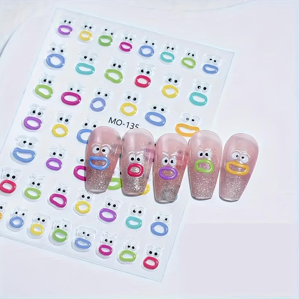 Cartoon Nail Art Stickers Big Mouth & Big Eyes Face Cartoon Stickers Suitable for Nails Art Decorations