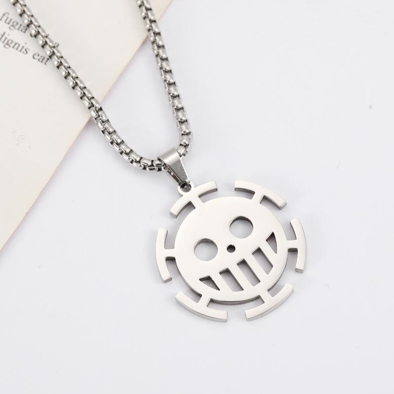 Cartoon Pirate Pendant Necklace High-Value Kawaii Stainless Steel Anchor Ship Charm Chain Nautical Jewelry for Women Fans Gift