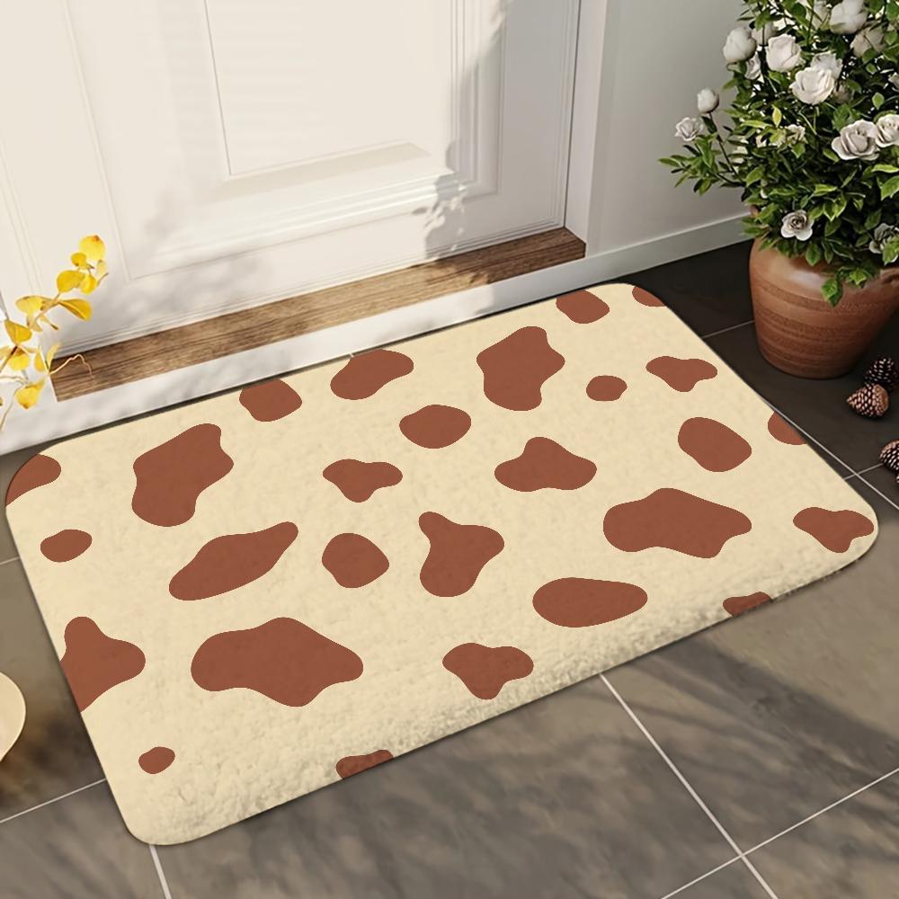 1pc Cow Animal Print Bathroom Absorbent Mats Anti-Slip Mats Home Decor Supplies Carpets Home Kitchen Floor Mats
