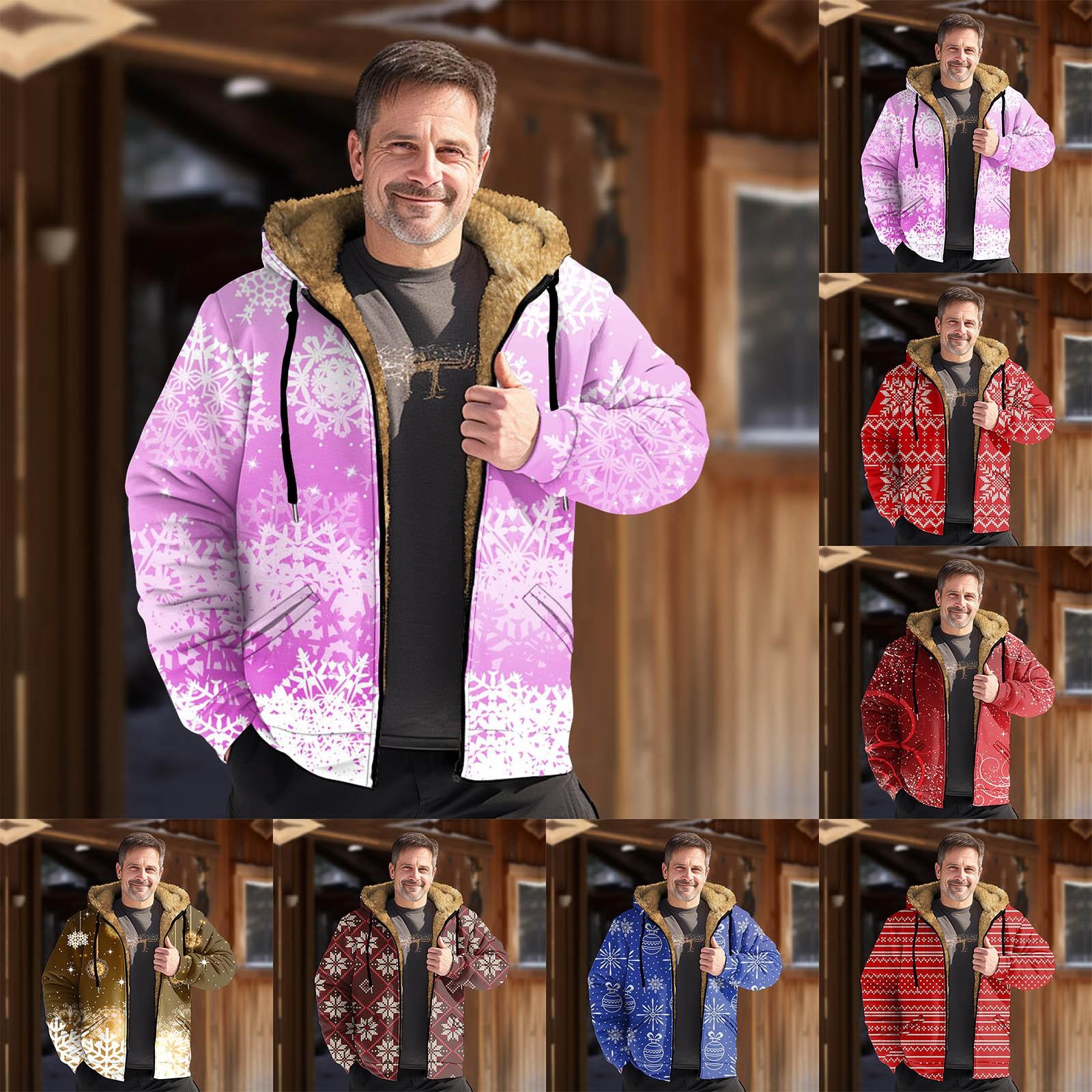 

Мужская куртка с рождественским принтом, мужская весенне-осенняя повседневная трендовая куртка на молнии с капюшоном