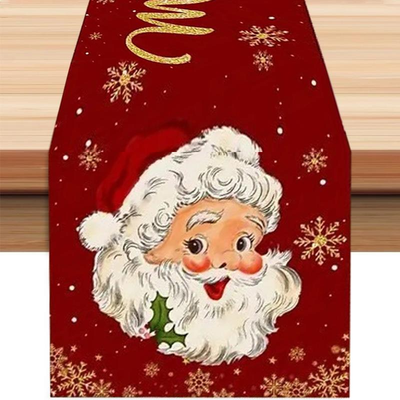 Merry Christmas Santa Claus Table Runner Christmas Decor for Home Winter Holiday Kitchen Dining Tablecloth Decor Navidad
