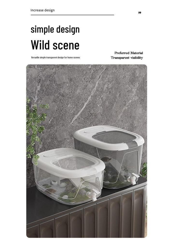 Eco-Friendly Turtle Breeding Tank with Climbing Platform and Drainage Lid