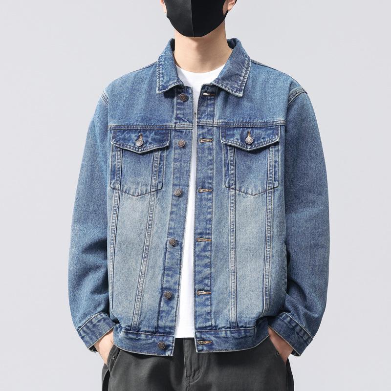 

Men s Retro Denim Lapel Jacket - Spring 2026 Trendy Casual Workwear Top L