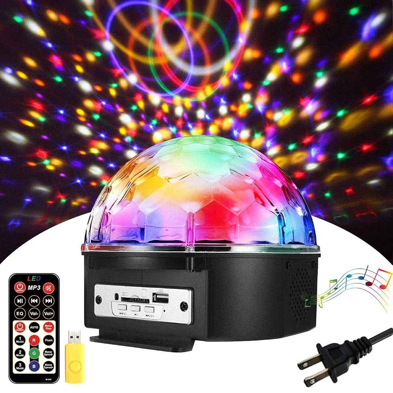 SOLMORE Stage Lighting 9-Color LED Light for Stage/Disco/Party/KTV/Karaoke/Club/Bar Lighting, Rotating Light, Crystal Ball, Voice Control, MP3 Player,