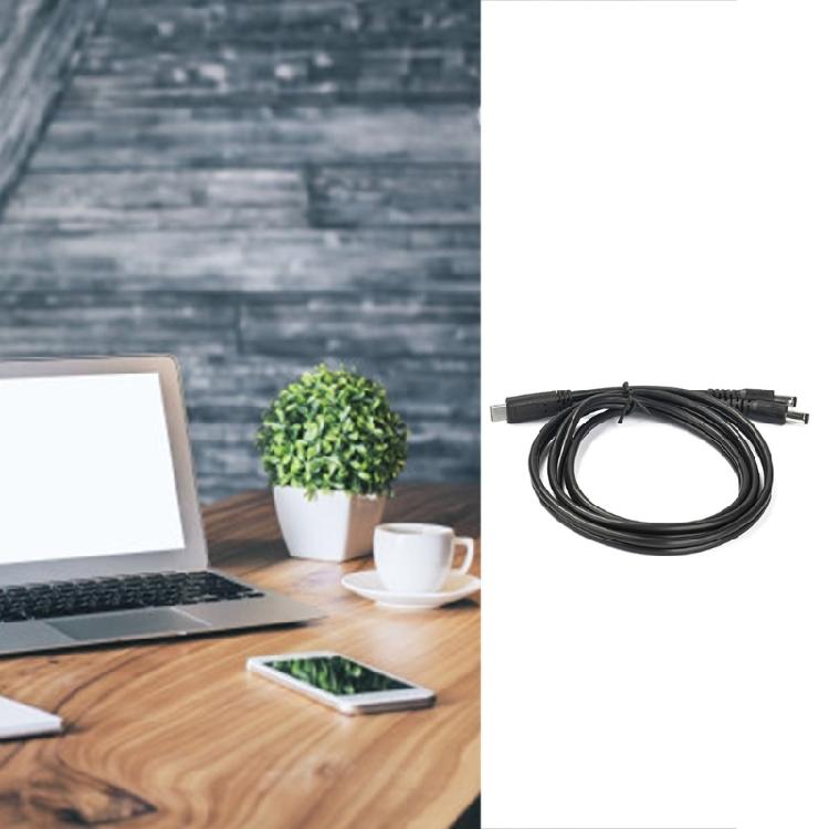 3.28FT Type C To Double DC5.5x2.5mm Power Cable 65W 3.28FT for Charging 20V Devices 65W Output
