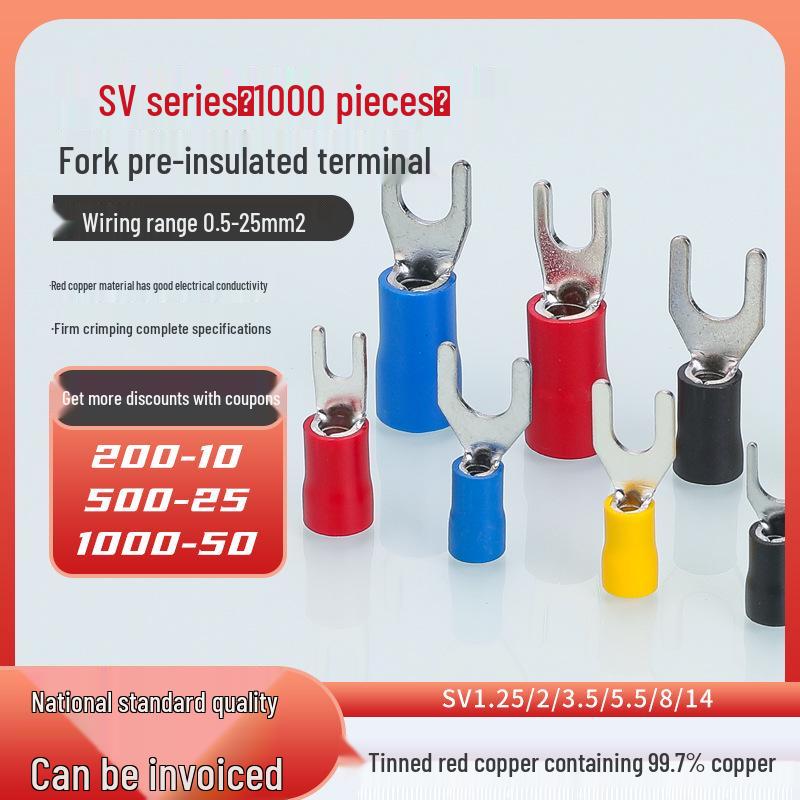 KT Keshitong Fork Pre-insulated Purple Copper Crimp Terminal Connector, SV1.25 Series.