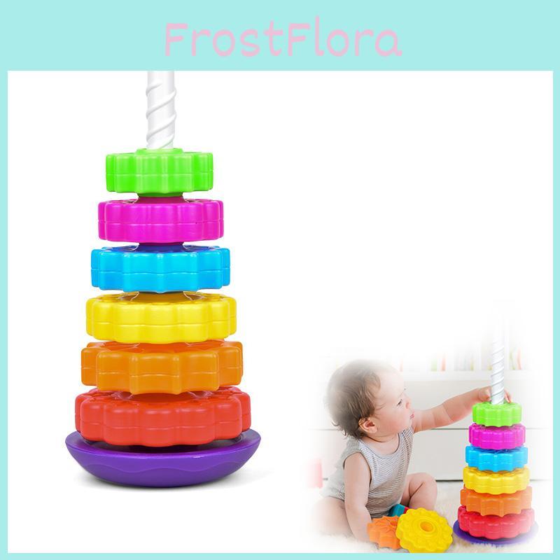 Rainbow Rotating Baby Early Education Stacking Circle Children's Educational Toy