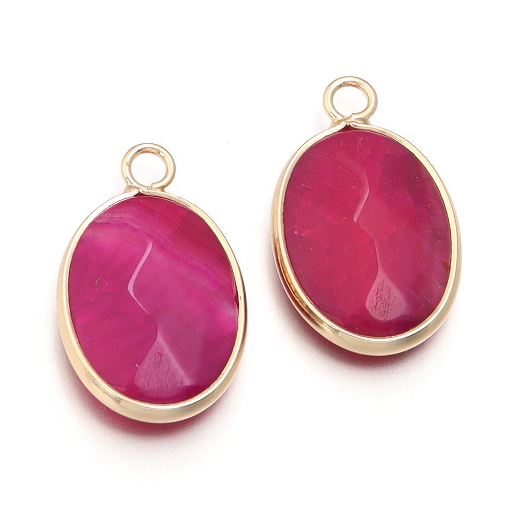 

2pcs/bag Natural Stone Pendant Oval Shape Faceted Charm for Necklaces Earrings Jewelry Making Accessories Colorful Spacer Charm горячий розовый