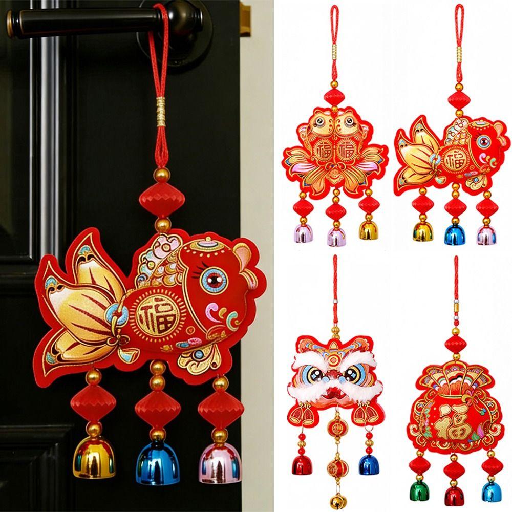 Flocking Lucky Bag Pendant Bell Tassels Spring Festival Pendants Door Window Wall Decor