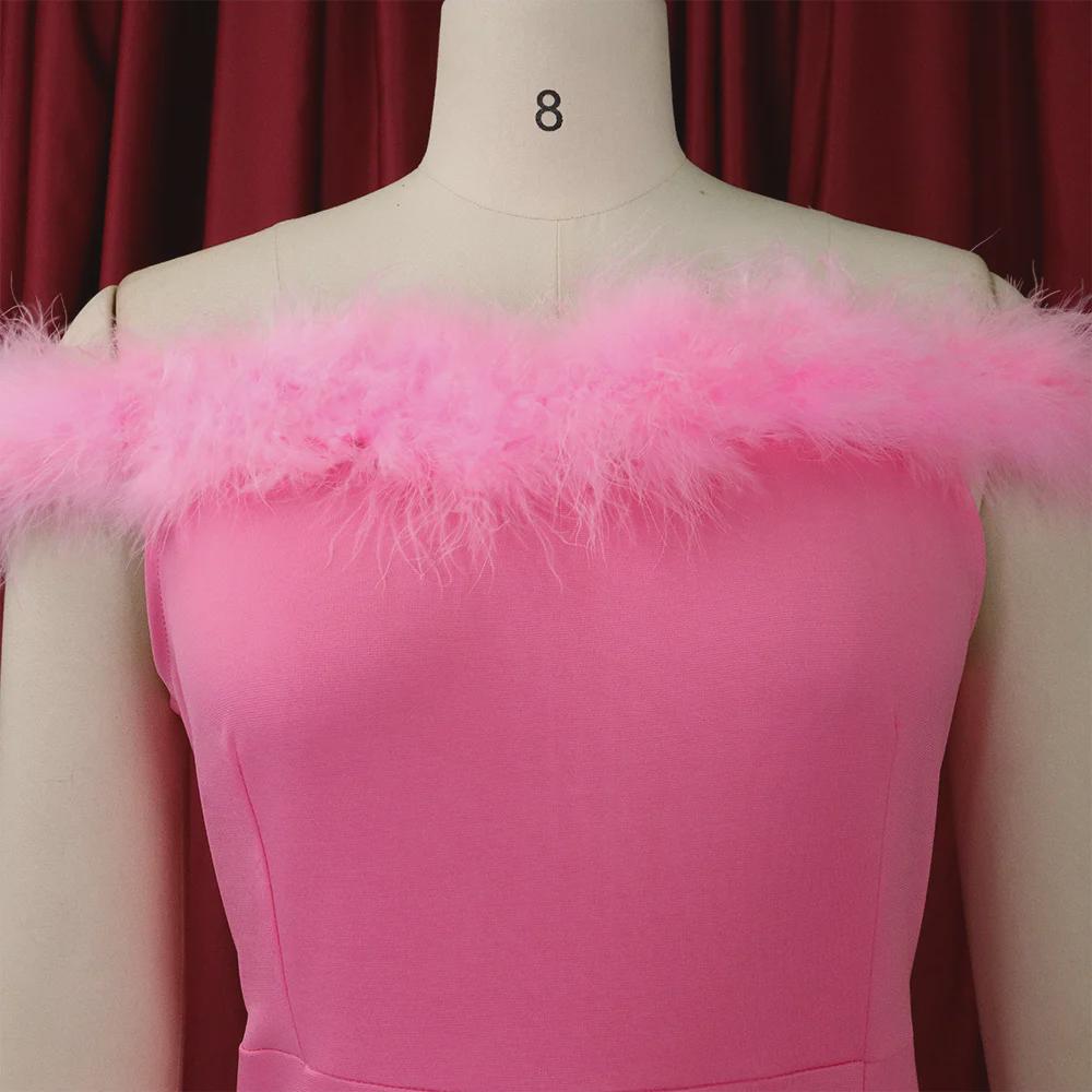 D285 2022 New Women's European & American Fashion Feather Evening Gown