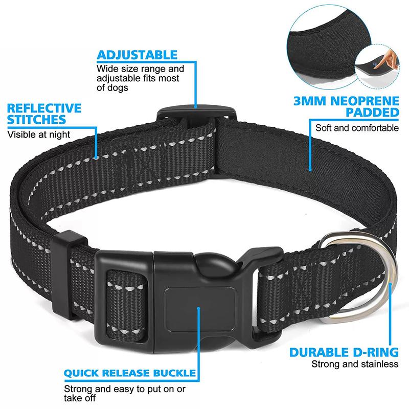 Reflective Dog Collar Adjustable Pet Neck Collar For Small Medium Large Dogs Outdoor Walking Training Anti Lost Safe Pet Supplie
