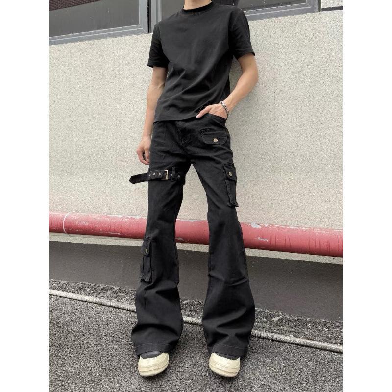 

JYL Women s Wide-Leg Jeans American Beaded Denim Blue Vintage Loose Floor-Length Denim L амарантовый