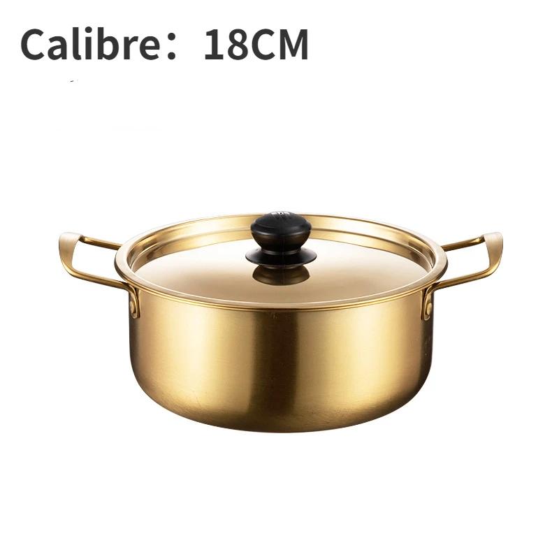 Hot Pot Korean Mini Military Noodle Pot Cookware Ramen Camping Pot Double Ear with Lid Soup Pot Instant Noodle Pot