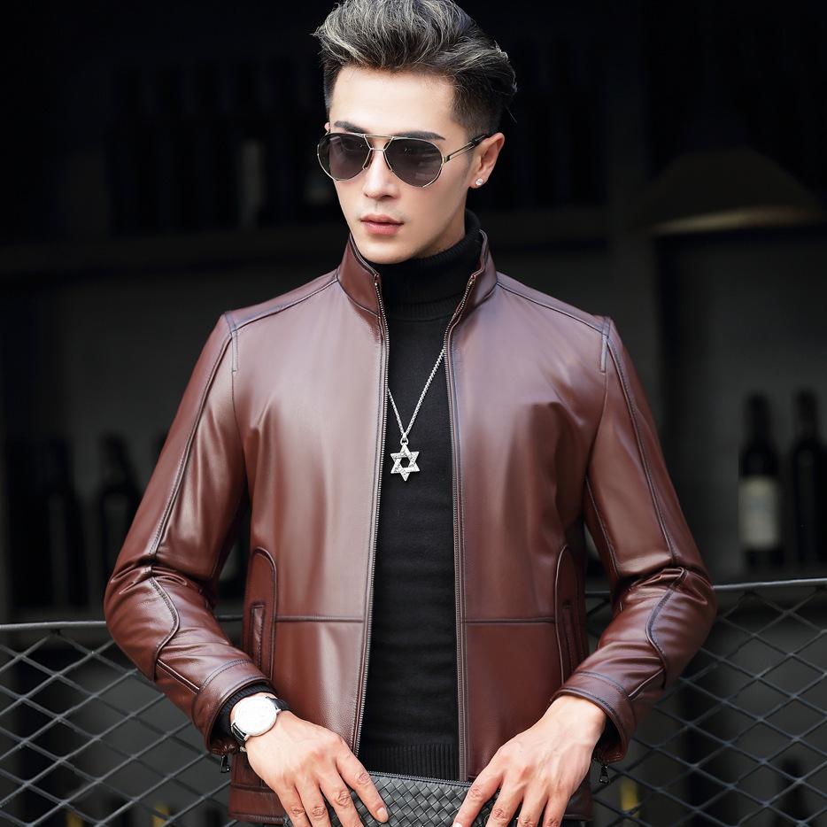 

Кожаная куртка Куртка из натуральной кожи Мужская короткая куртка с воротником-стойкой Весенне-осенний головной убор Куртка из воловьей кожи Мужская куртка из натуральной кожи XXXXL