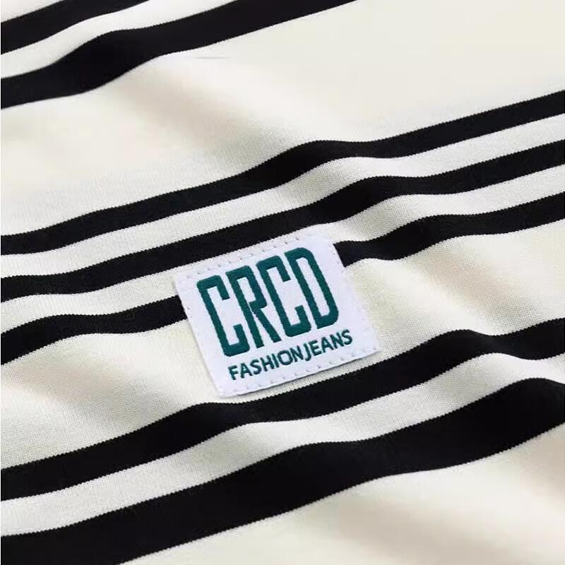 JIAOXIU Men's Classic Stripe Loose Fit Round Neck T-Shirt