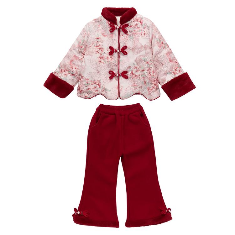 Meng Tang Tang Festive Chinese New Year Kids' Hanfu Set - Traditional Winter Outfit