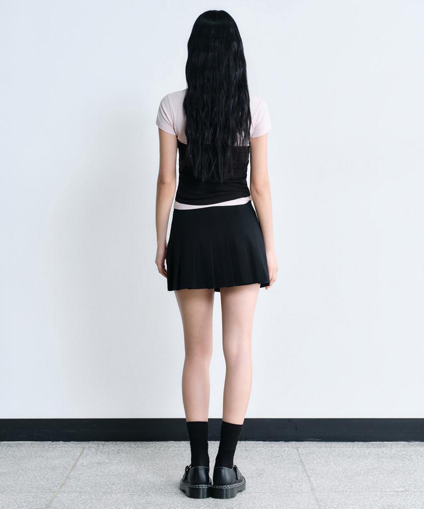 Musinsa Standard Woman Women'S Low Rise Buckle Pleated Mini Skirt [Black]