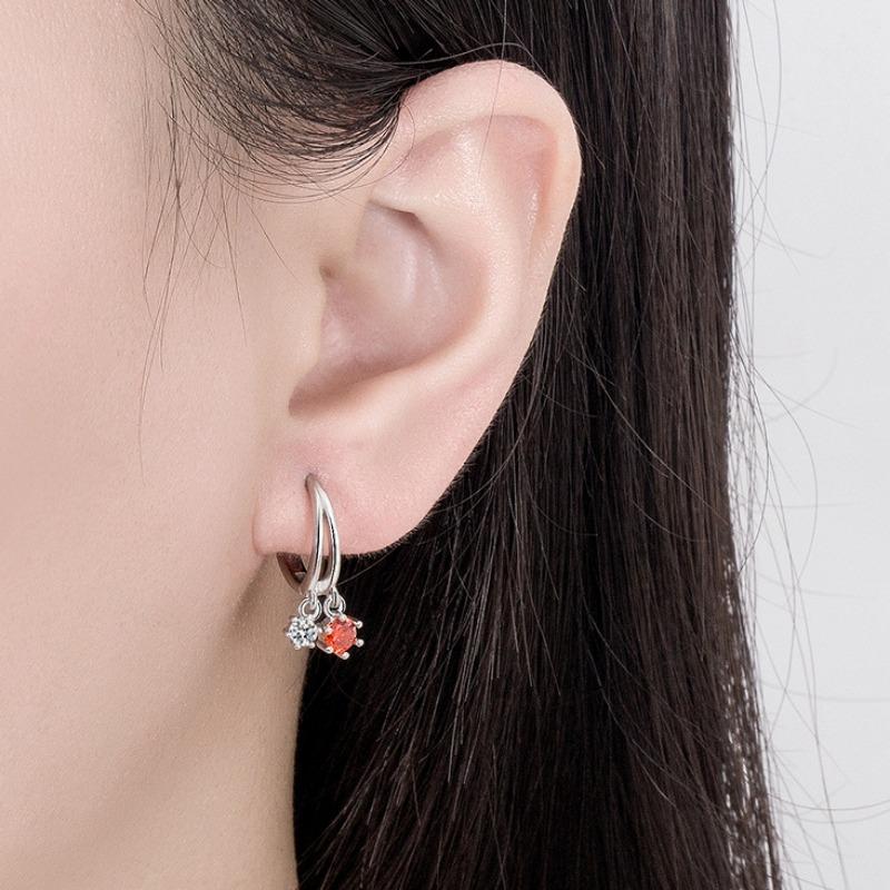 Diamant-Ohrstecker Roter Diamant Zirkonia Eingelegtes Design Sinn Einfaches Design Hoher Sinn für Mode Ohrschmuck