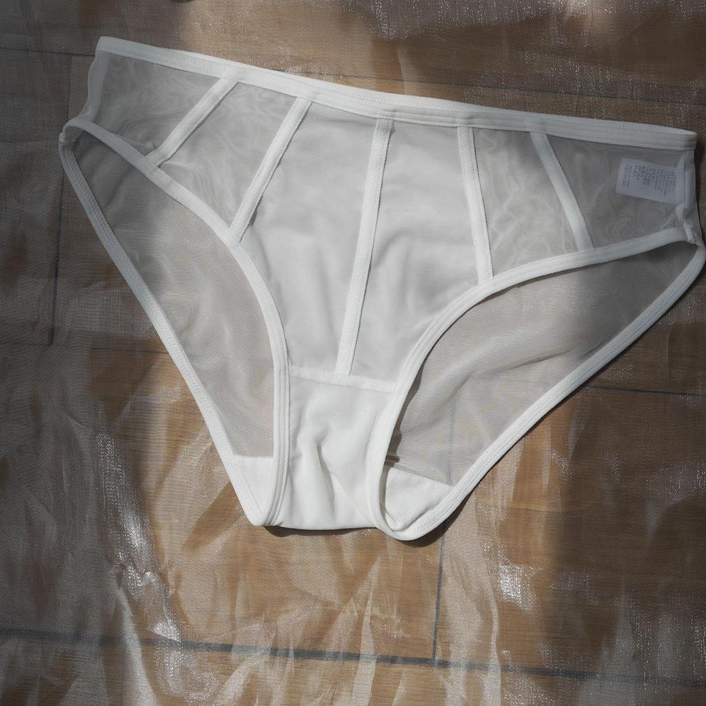 French Color Block Low-Waist Mesh Hip-Hugging Briefs for Women