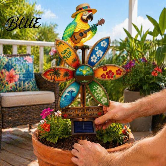 Automatic Dusk to Dawn Lights Resin Solar Parrot Garden Light Ground Stake Waterproof Outdoor Stake Tropical Yard Decor for Patio Lawn Pathway Flower