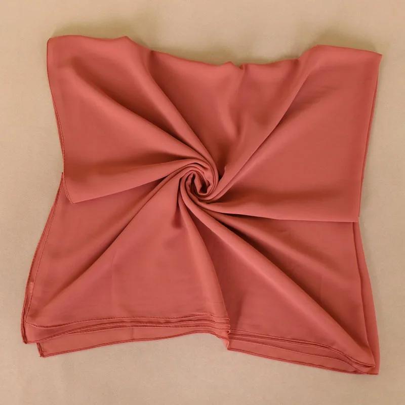 Gładki Kolor Kwadratowy Chwost Wiskozowy Szal Szalik Kobiety Owinąć i Szale Paszmina Muzułmański Hidżab Echarpe Foulard 110*110Cm
