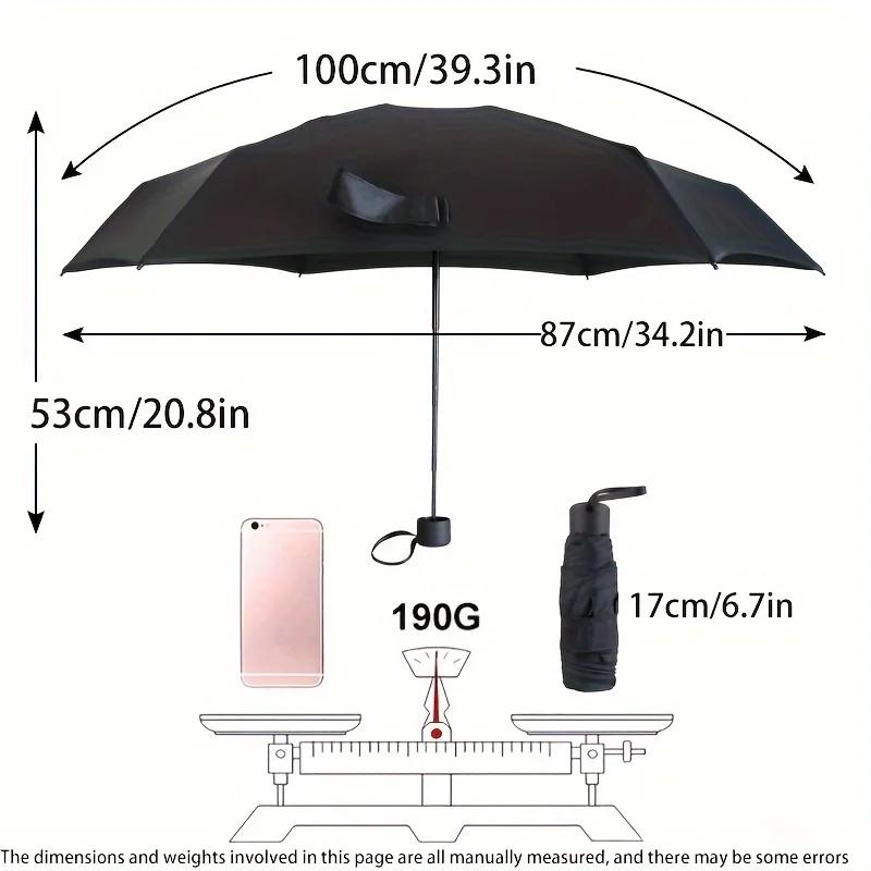 6-Bone Travel Umbrella Compact Lightweight Portable Reinforced Folding Parasol with UV Protection