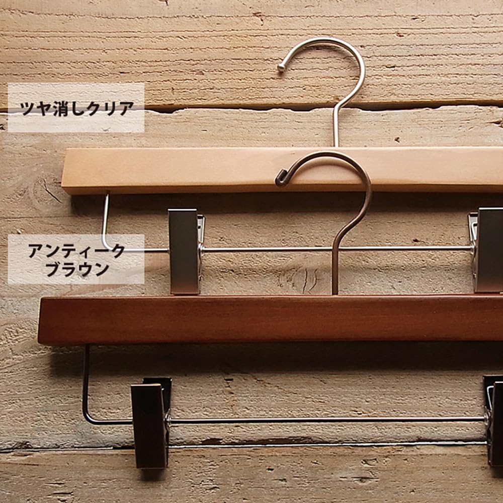 Ninian and Kino Wooden Hangers for Pants and Set of Antique Premium Natural Lotus for and Slacks Skirts, 5, Brown, Finish, Shape-Retaining, Wood,