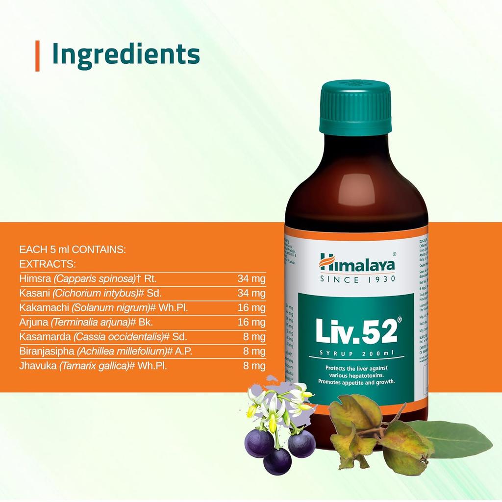 Himalaya Liv.52 Syrup 200ml | Supports Liver Wellness, Promotes Appetite, Improves Metabolism, Gentle Herbal Supplement For Daily Health