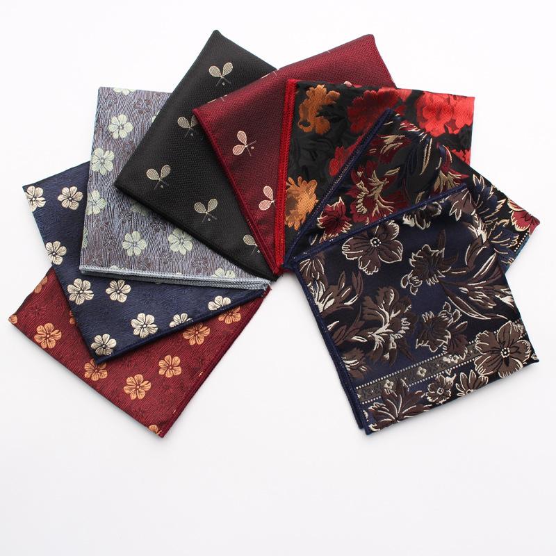 Spring And Summer Jacquard Yarn-Dyed Polyester Silk Small Square Towel Men'S Gentleman Suit Pocket Towel