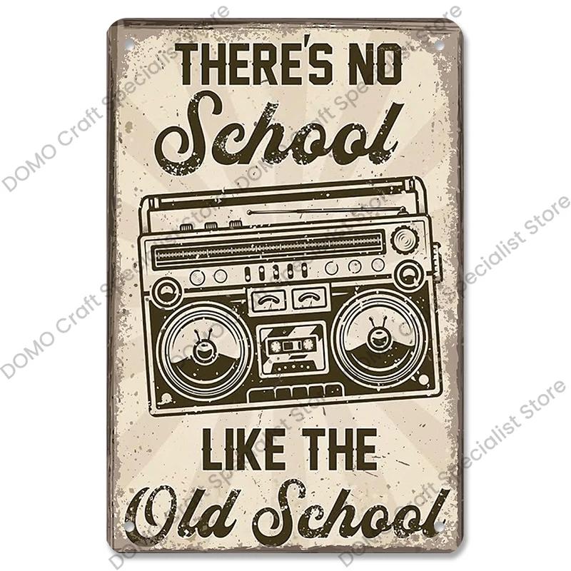 Retro Music Metal Tin Signs - Ideal for Music Party! Features CD, Radio, Guitar. Decor for Bar, Club, Living Room.