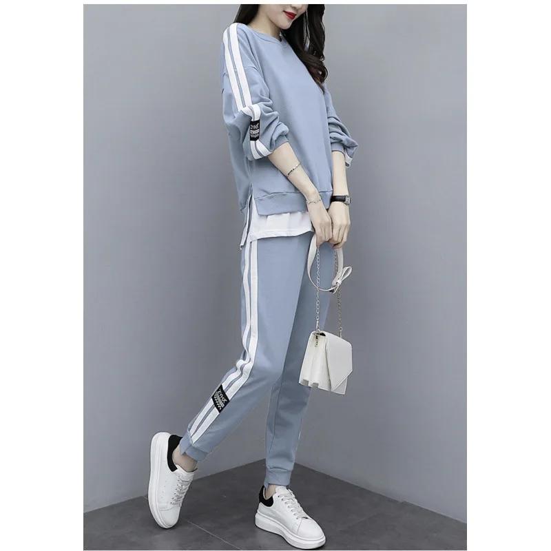 Plus Size Casual Sport Suit Sweatshirt Trousers 2-piece Set Loose Fit Fashionable Streetwear For Men Women