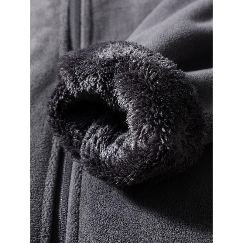 Outdoor Fleece Jacket for Men, Winter Thickened Fleece-Lined Stand Collar Fleece Coat, Foreign Trade Men's Lamb Fleece Sweatshirt