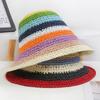 Summer Colorful Sun Hats, Adult Seaside Sun-protection Hats, Women's Fresh Woven Bucket Hats, Rainbow Crochet Hats