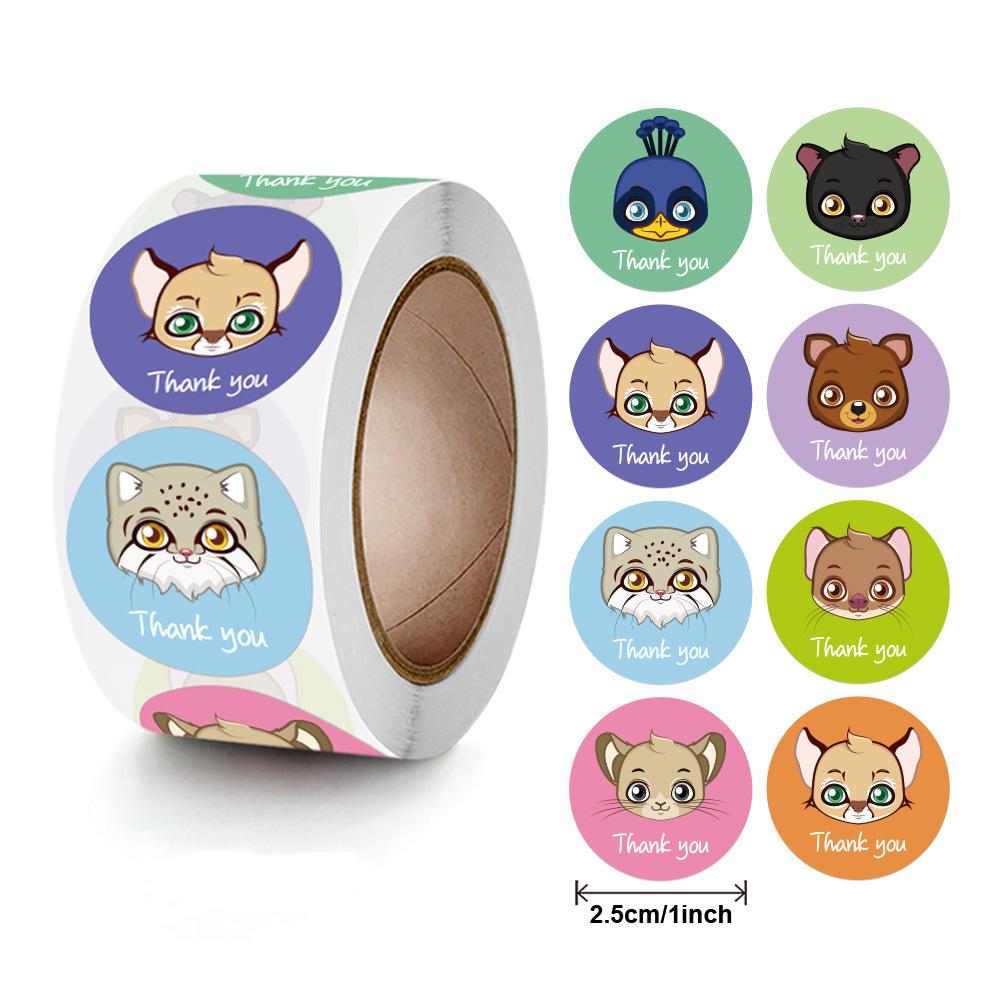 Custom Decal Stickerbook 8 Styles Cartoon Animals Thank You Note X042