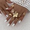 Ingemark 8Pcs/Set Creative Sunflower Scallop Open Rings for Women New Trend Vintage Irregular Water Drop Ring Couple Jewelry Men