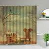 Creative Animal Elephant Printed Pattern Shower Curtains Waterproof Bath Curtain Home Bathroom Decor Polyester Fabric with Hooks