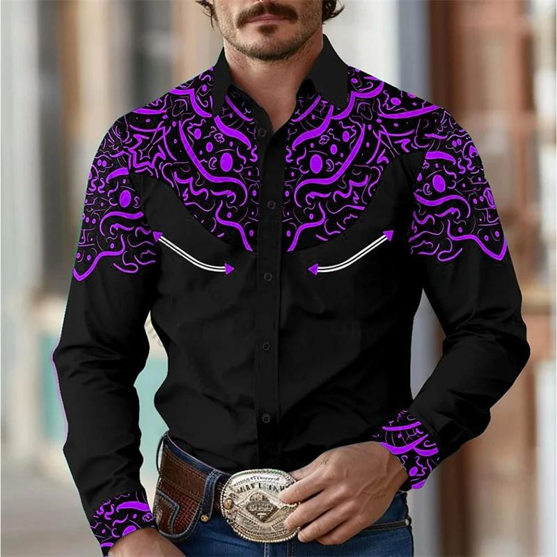 Versatile men's striped long-sleeve shirt, ideal for formal and casual looks.