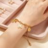 1Pcs Gold Plated Titanium Steel Bracelet With Initial M Charm And Coin Pendants Perfect For Daily Wear Gift For Women